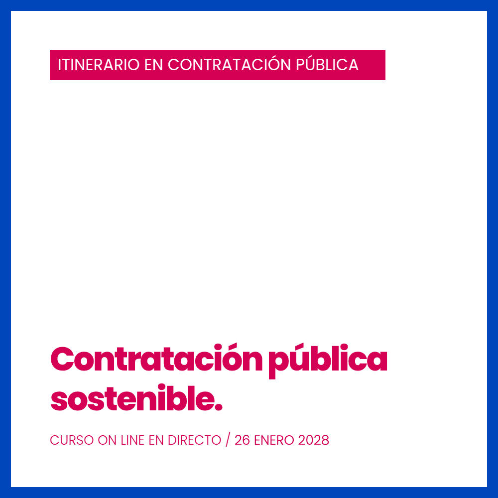 Cartel del curso Contratación pública sostenible, 26 de enero de 2028